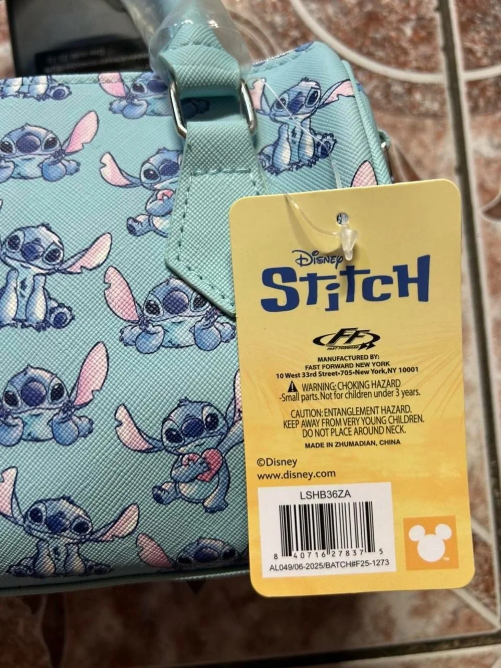 Disney Stitch Small Kids Handbag - Aqua Blue with Pink Accents